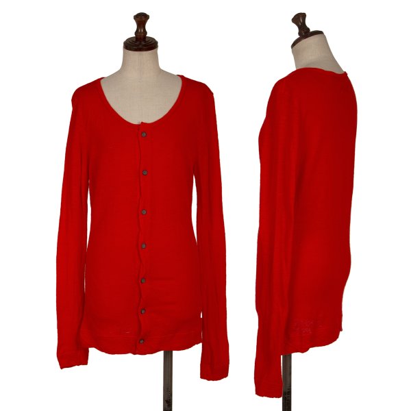 【中古】 ヨウジヤマモト ファムYohji Yamamoto FEMME ウールニットカーディガン 赤2【レディース】