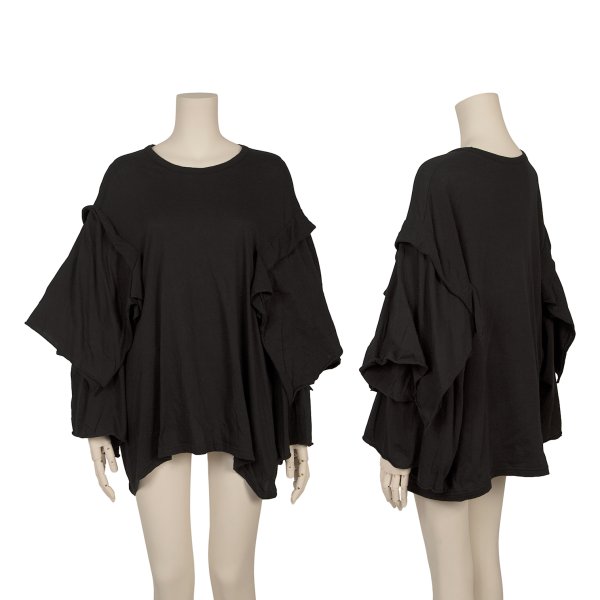 【中古】 ヨウジヤマモト ファムYohji Yamamoto FEMME フリルスリーブカットソー 黒2【レディース】|PLAYFUL