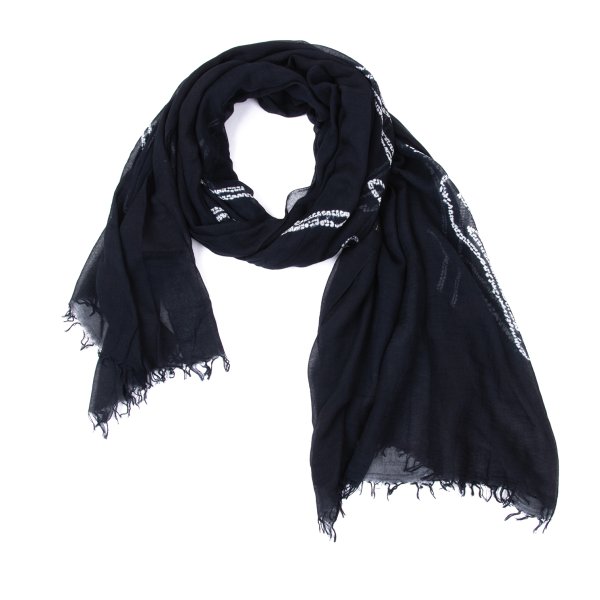 【中古】 ヨウジヤマモト Yohji Yamamoto SUZUSAN シグニチャーロゴタイプ染め抜きえり巻き 紺【レディース】