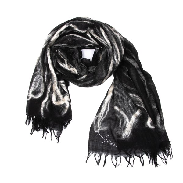 【中古】 ヨウジヤマモトディスコードYohji yamamoto discord 地絹打ち込みえり巻き 黒象牙色【メンズ】