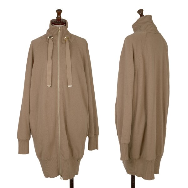 【中古】 地獄ノHERNO RESORT 羊毛中綿ダブルジップロングニットブルゾン ベージュ42【レディース】