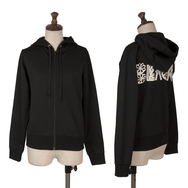 【中古】 ブラックコムデギャルソンBLACK COMME des GARCONS バックロゴプリントポリジップパーカー 黒S【レディース】｜PLAYFUL