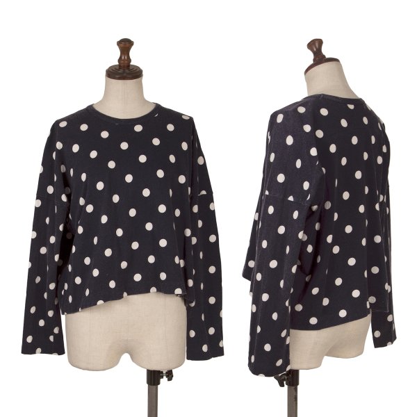 【中古】 コムコム コムデ給仕COMME des GARCONS ピリングコットンドットカットソー 紺白S【レディース】