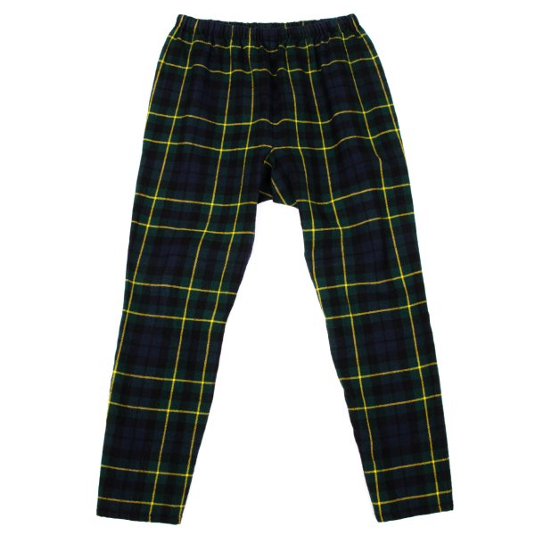 【中古】 コムデ給仕COMME des GARCONS ウールタータンチェックテーパードパンツ 緑紺S【レディース】