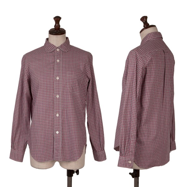 【中古】 ジュンヤワタナベマンピンク コムデギャルソンJUNYA WATANABE MAN PINK COMME des GARCONS コットンラウンドカラーチェックシャツ 赤青白M【レディース】｜PLAYFUL 14,466円