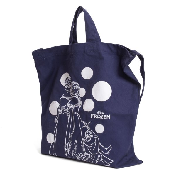 【中古】 コムデ給仕×ウォルトディズニーCOMME des GARCONS×Disney アナと雪の統治女王プリントトートバッグ 紺白【レディース】