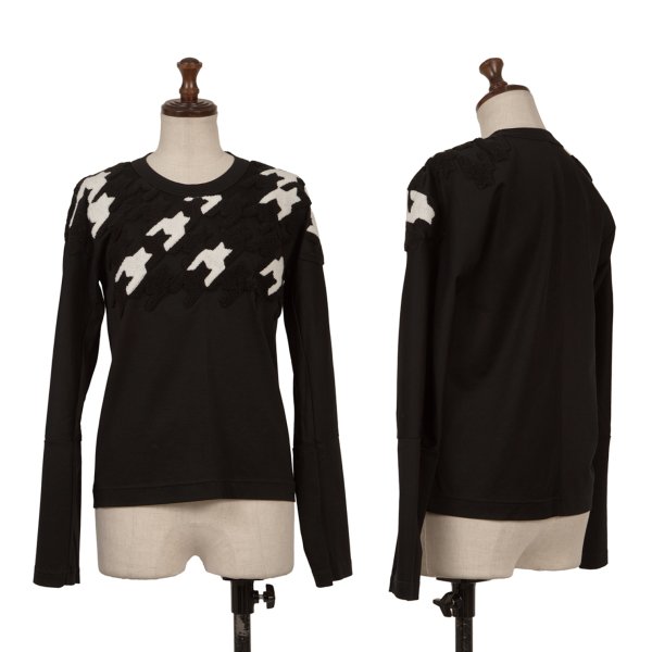 【中古】 ノアール ケイ ニノミヤnoir kei ninomiya パイル貼り後ばらいカットソー 黒白XS【レディース】