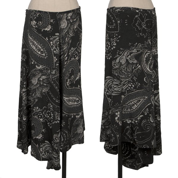 【中古】 ヨウジヤマモト ノアールYohji Yamamoto NOIR シルクペイズリーアシンメトリーパンツ 黒白2【レディース】