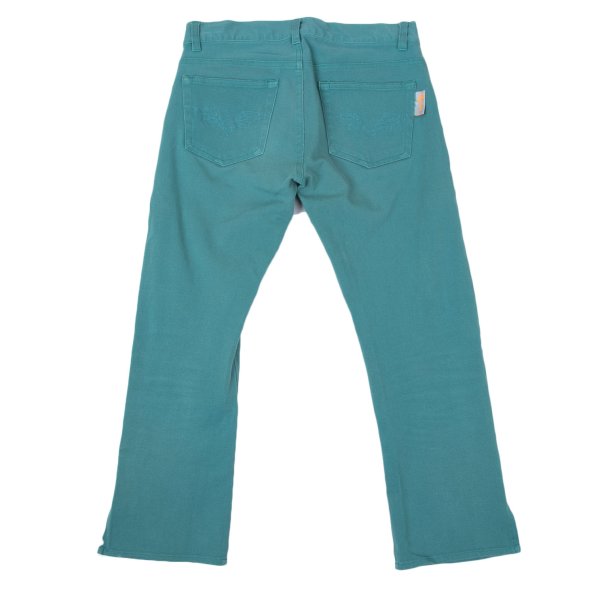 【中古】 ヴィヴィアンタムVIVIENNETAM うしろ側刺しゅうストレッチクロップドパンツ 青緑色【レディース】
