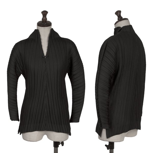 【中古】 イッセイミヤケ フェットISSEY MIYAKE FETE A-POC ドットジャガードスキッパープリーツカットソー  黒2【レディース】