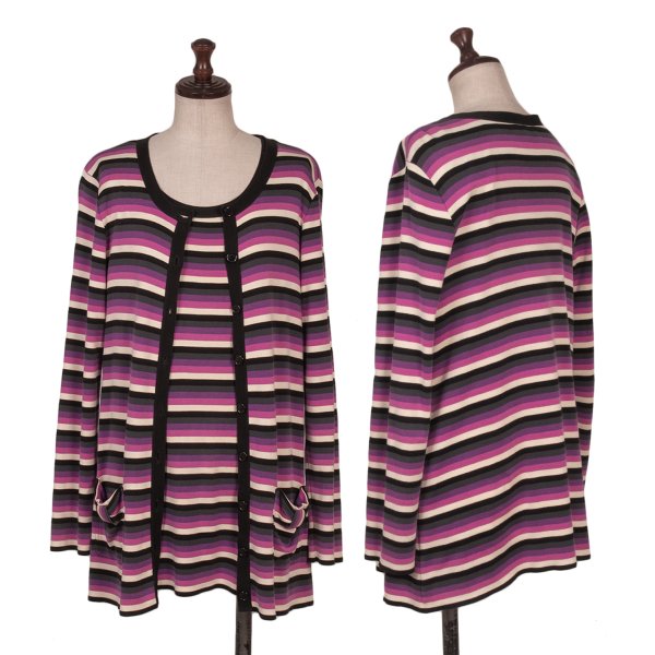 【中古】 ソニアリキエルSONIA RYKIEL ボーダーアンサンブルセット 紫黒白40【レディース】｜PLAYFUL