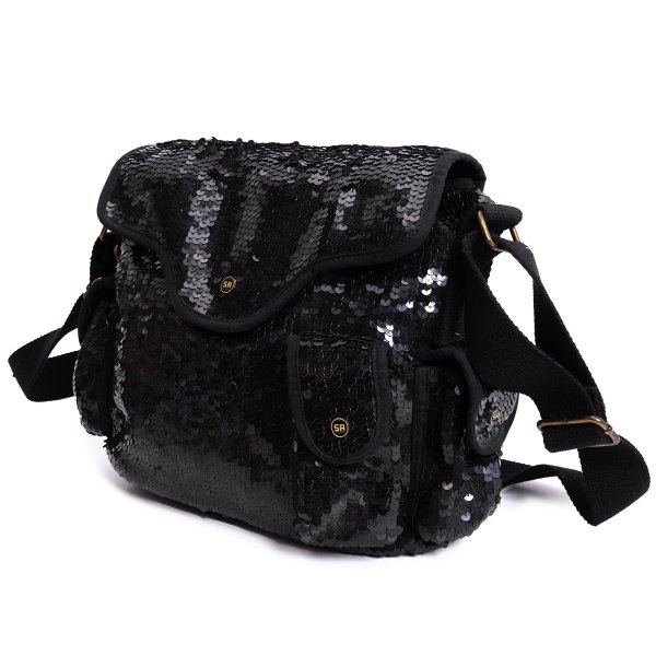 【中古】 ソニアリキエルSONIA RYKIEL スパンコールフラップショルダーバッグ 黒【レディース】