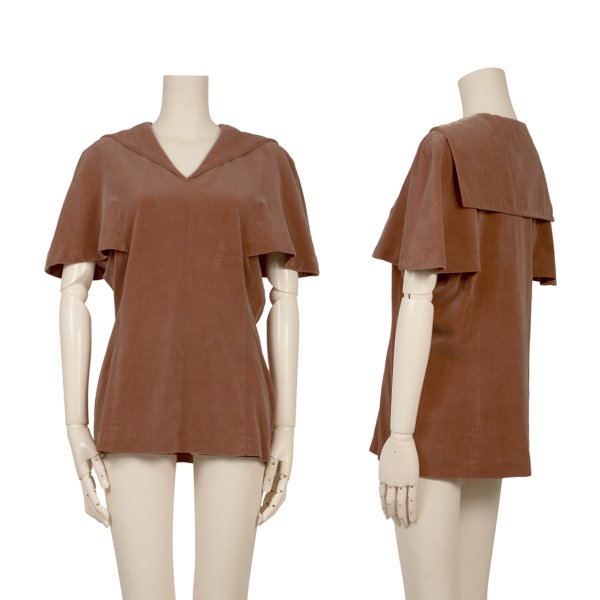 【中古】 コムデ給仕COMME des GARCONS ベルベットセーラーカラーブラウス レンガM【レディース】