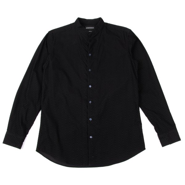 【中古】 エンポリオアルマーニEMPORIO ARMANI コットン幾何学フロッキーバンドカラーシャツ 黒38/15【メンズ】｜PLAYFUL 23,690円