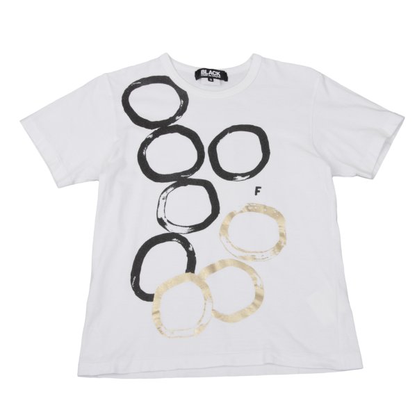 【中古】 ブラックコムデギャルソンBLACK COMME des GARCONS ドローイングサークルプリントティーシャツ モノクロームS【レディース】