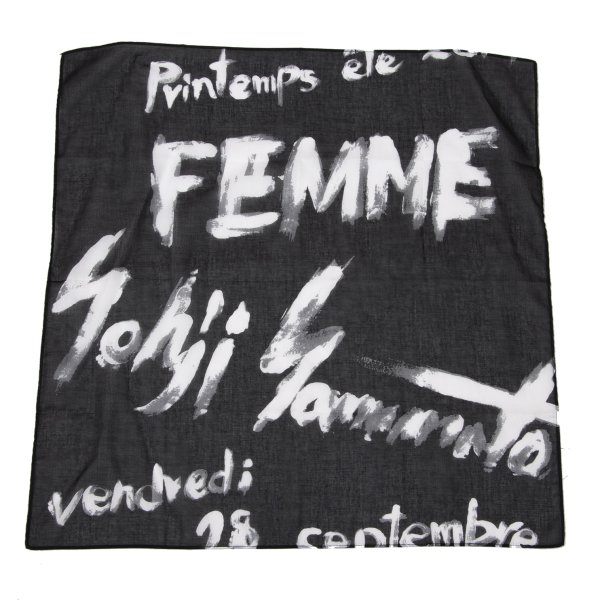 【中古】 ヨウジヤマモト ファムYohji Yamamoto FEMME グラフィティーハンカチ 黒白【レディース】