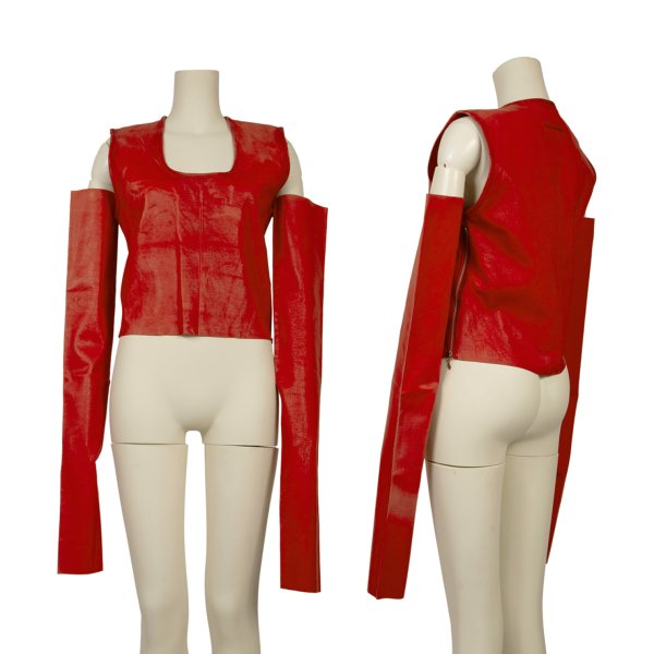 【中古】 ジャンポールゴルチエファムJean Paul GAULTIER FEMME ラムレザーアームカバー付きノースリーブトップス 赤40【レディース】｜PLAYFUL 41,500円