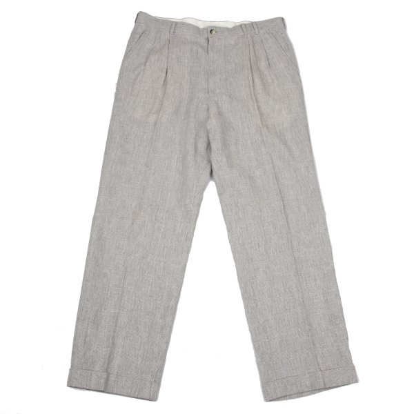 【中古】 パ通行手形Papas リネンコットングレンチェックパンツ 薄墨色52LL【メンズ】