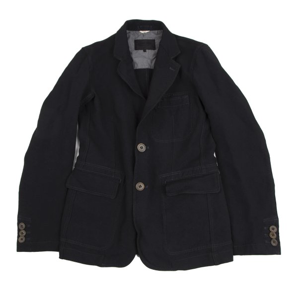 【中古】 コムデ給仕 オムドゥCOMME des GARCONS HOMME DEUX エステル生産品染めステッチポケットジャケット 紺S【メンズ】