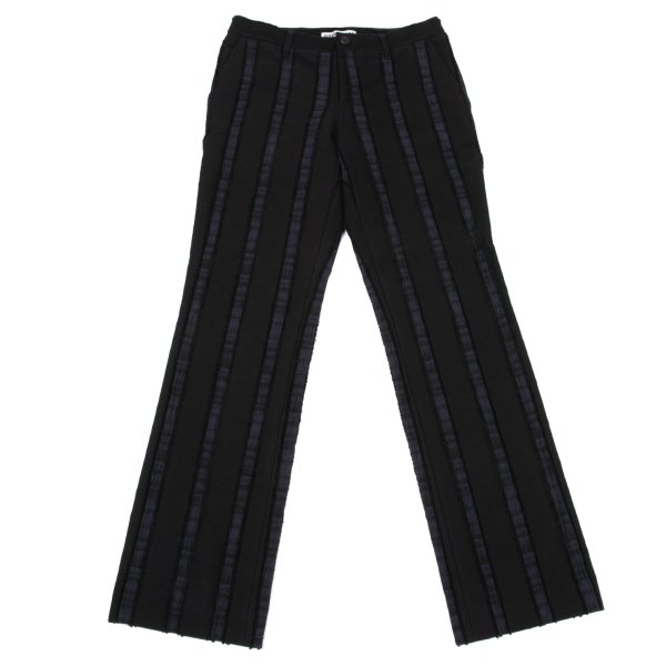 【中古】 イッセイミヤケISSEY MIYAKE 綿織物混紡ストレッチストライプパンツ 黒紺2【レディース】