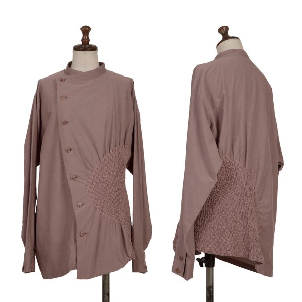 【中古】 イッセイミヤケISSEY MIYAKE コットンポリシャーリングデザインブラウス 濃サクラ色2【レディース】