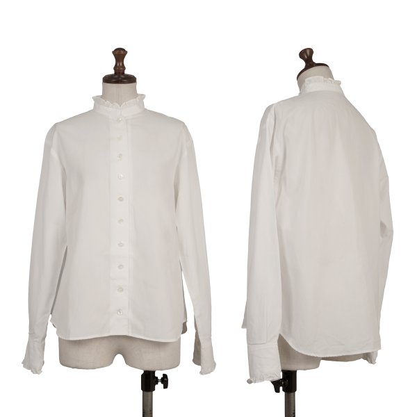 【中古】 マドモアゼルノンノンMademoiselle NON NON フラウンスうつり変わりバンドカラーブラウス 白38M【レディース】
