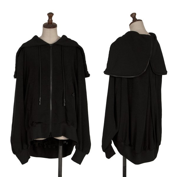 【中古】 定まり ヨウジヤマモトREGULATION yohji yamamoto クレープデシンフーデッドボンバージャケット 黒2【レディース】