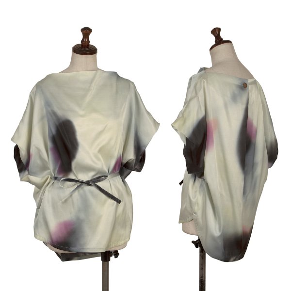【中古】 イッセイミヤケISSEY MIYAKE キュプラコットンハンドダイトップス 黄緑他2【レディース】