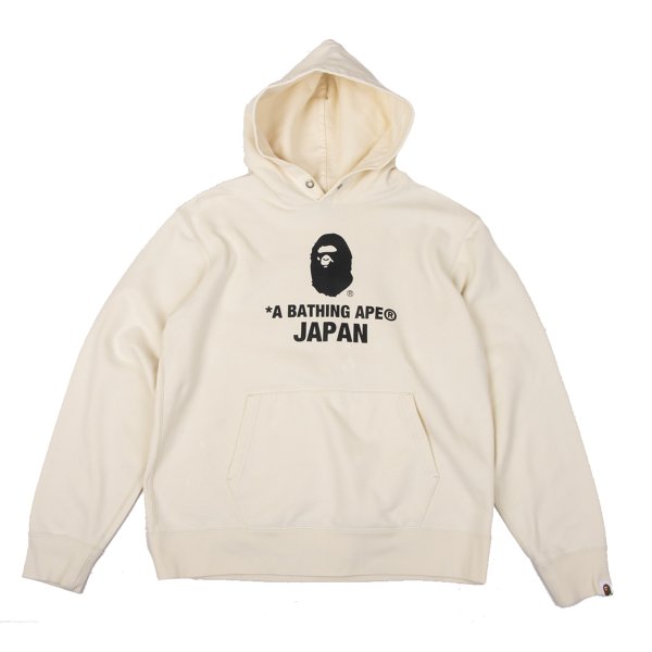 【中古】 アベイシングエイプA BATHING APE BAPE ロゴプリントフーディー 象牙色L【メンズ】