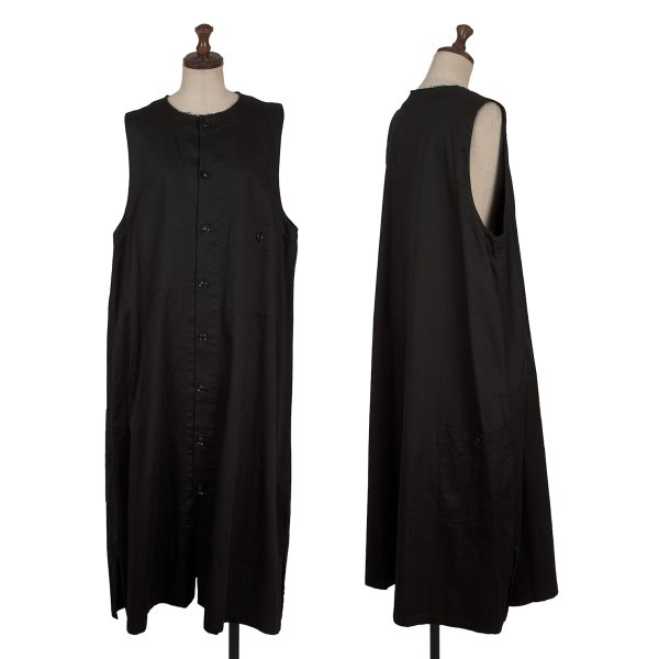 【中古】 ワイズY\u0027s 綿織物裁ち切りノーカラーシャツノースリーブワンピース 黒2【レディース】
