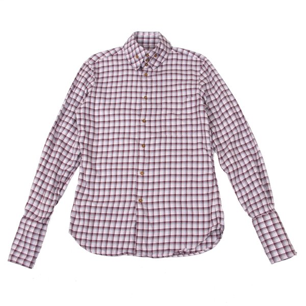 【中古】 ヴィヴィアンウエストウッドマンVivienne Westwood MAN コットンチェックハイネックカラー長袖プルオーバー さくら色紫3【メンズ】