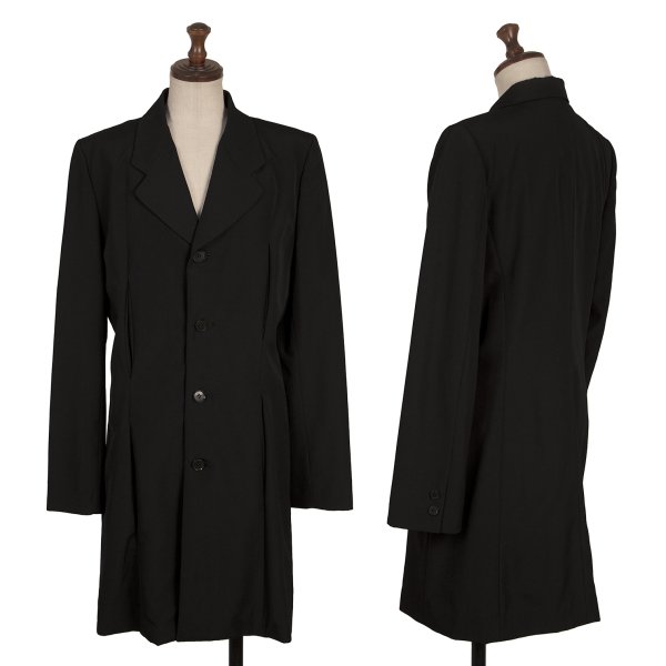 【中古】 コムデ給仕COMME des GARCONS ウールトロスリットポケットロングジャケット 黒M【レディース】