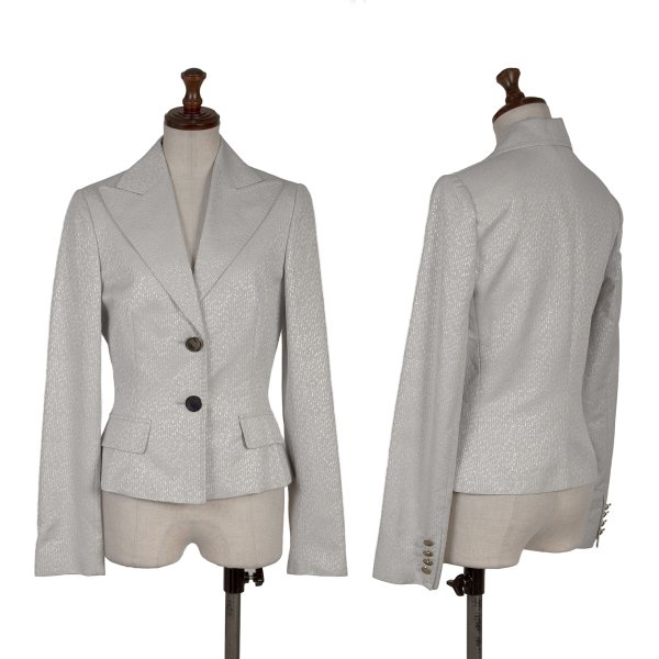 【中古】 ドルチェ\u0026ガッバーナDOLCE\u0026GABBANA シャイニージャガードメタルボタンジャケット しろがね色38【レディース】