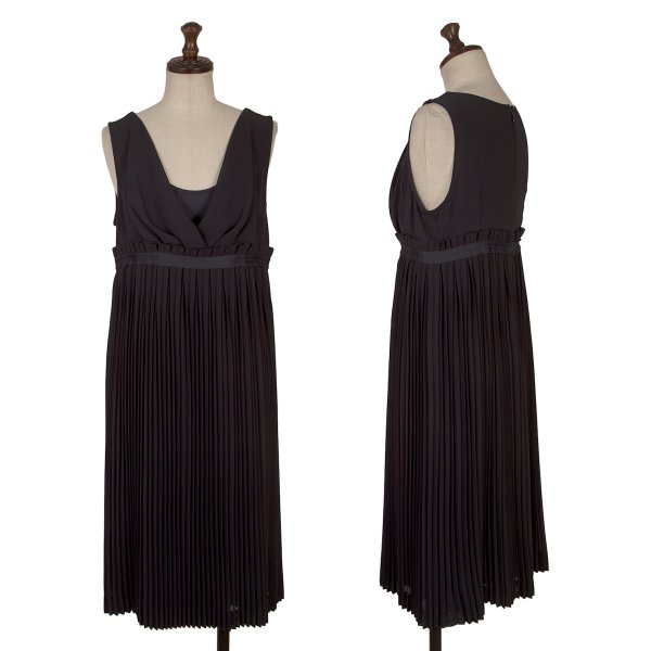【中古】 イッセイミヤケISSEY MIYAKE 24 筋目うつり変わりノースリーブ衣裳 濃紺色2【レディース】