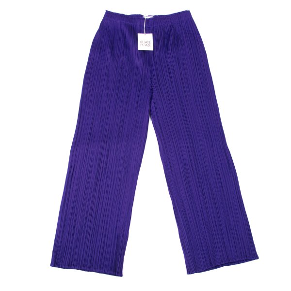 【中古】 筋目プリーズPLEATS PLEASE プリーツワイドクロップドパンツ 紫2【レディース】