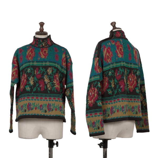 【中古】 ケンゾーKENZO ショルダーボタンジャガードニット マルチM位【レディース】