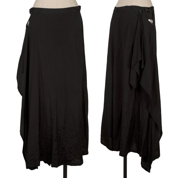 【中古】 ヨウジヤマモト ファムYohji Yamamoto FEMME うつり変わりドレープレーヨンラップスカートパンツ 黒2【レディース】