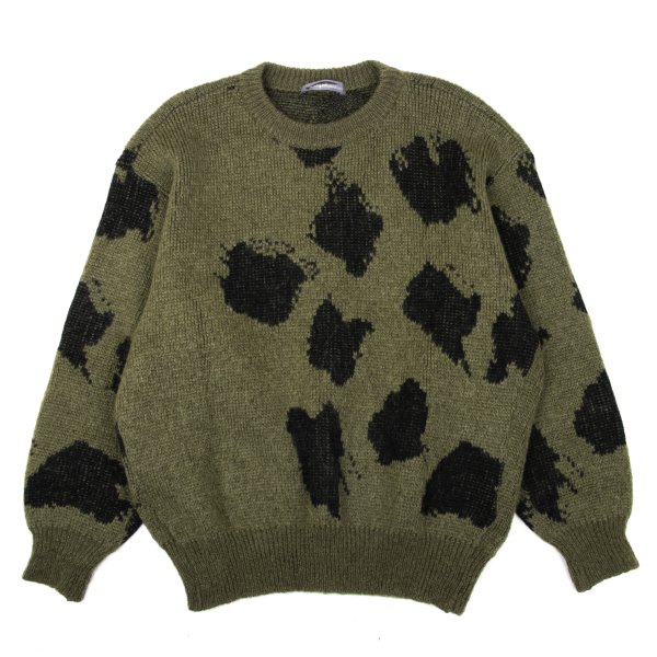 【中古】 イッセイミヤケ メンISSEY MIYAKE MEN まだら柄織り編み物プルオーバー カーキ黒F【メンズ】