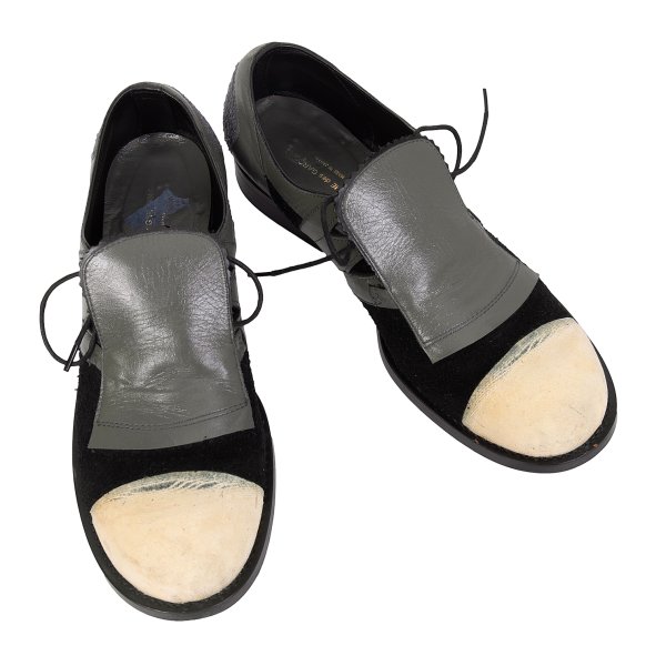 【中古】 コムデギャルソンCOMME des GARCONS スウェード切替レースアップシューズ 黒グレー24.5【レディース】｜PLAYFUL