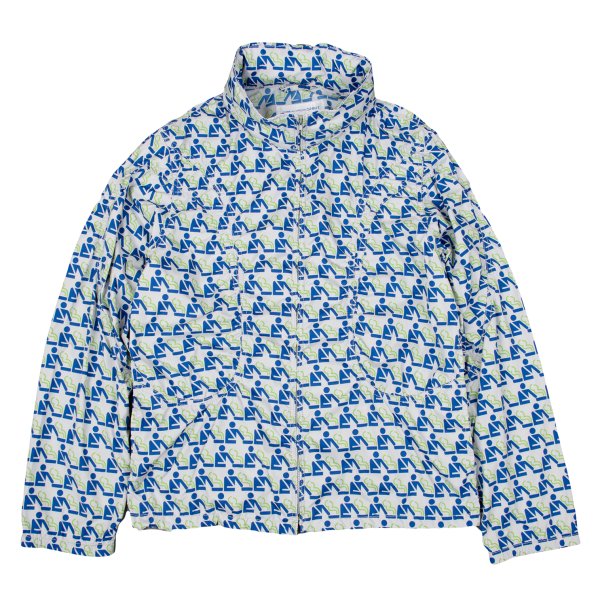 【中古】 コムデギャルソンシャツCOMME des GARCONS SHIRT ポリフード収納総柄パッカリングジャケット オフ青緑S【メンズ】｜PLAYFUL 25,025円