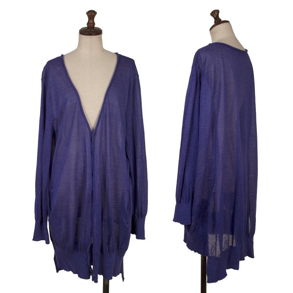 【中古】 栗鼠つや消し バイ ワイズRISMAT by Y\u0027s リネン混ロングニットカーディガン 紫2【レディース】