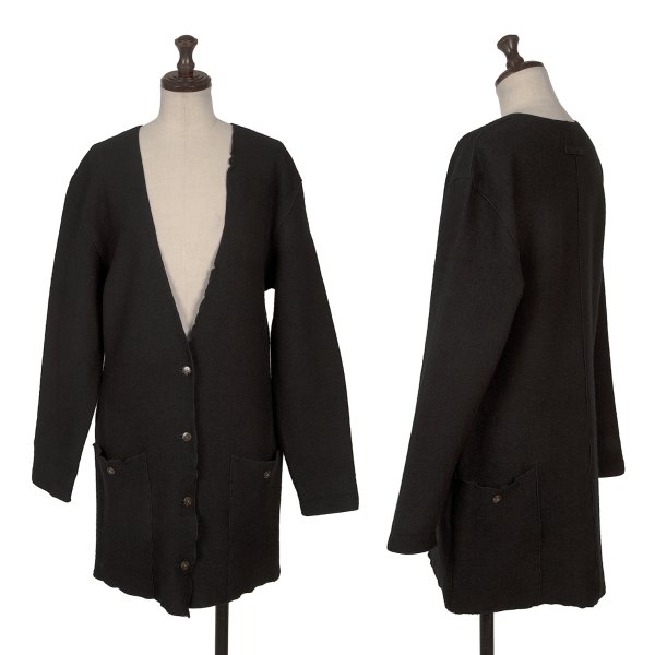 【中古】 ジャンポールゴルチエJean Paul GAULTIER ウールパイピングサイドポケットニットカーディガン 黒9【レディース】