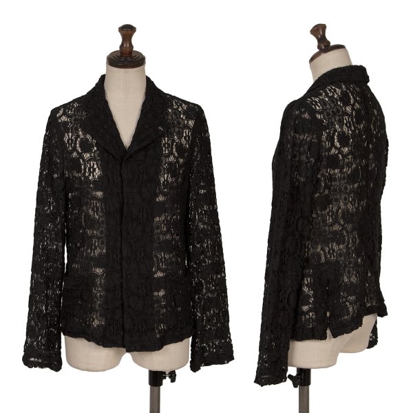 【中古】 コムコム コムデ給仕COMME des GARCONS フラワーレースジャケット 黒S【レディース】