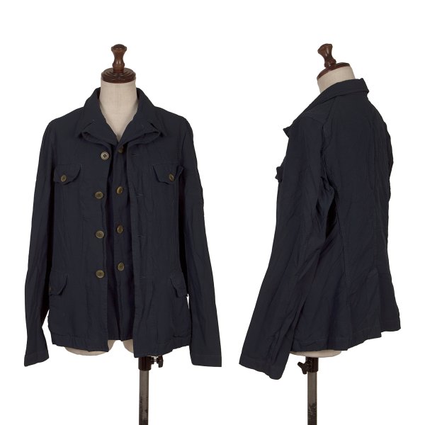 【中古】 コムコム コムデ給仕COMME des GARCONS 生産品染め折りかえしレイヤードジャケット 紺S【レディース】