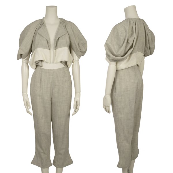 【中古】 コムデ給仕COMME des GARCONS 裳裾異原料品うつり変わりセットアップ 薄墨色象牙色S【レディース】