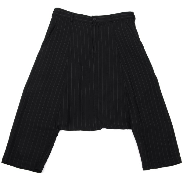【中古】 コムコム コムデギャルソンCOMME des GARCONS ウール混ストライプサルエルパンツ 紺S【レディース】｜PLAYFUL