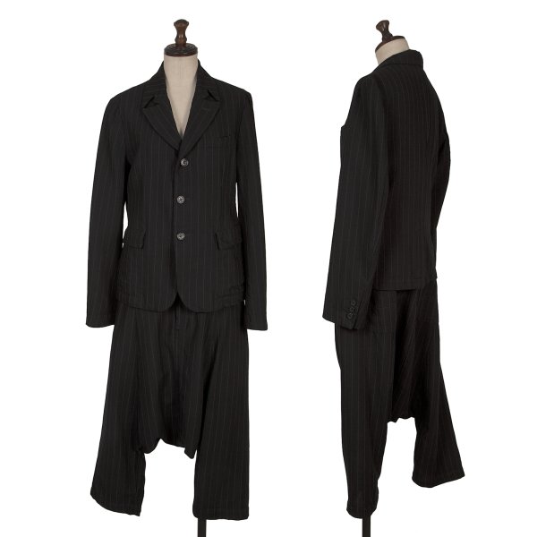 【中古】 コムコム コムデ給仕COMME des GARCONS 羊毛混縞模様セットアップ 紺S【レディース】