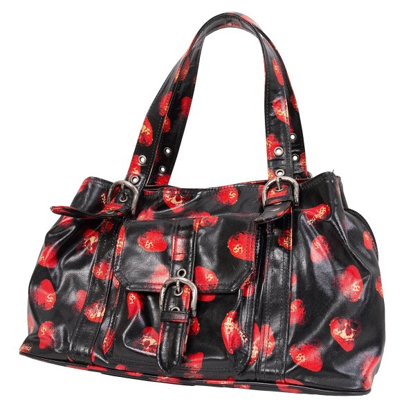 【中古】 ヒステリックグラマーHYSTERIC GLAMOUR スカルストロベリープリントハンドバッグ 黒赤【レディース】