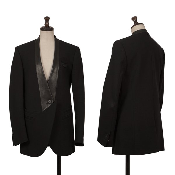 【中古】 ニールバレットNeil Barrett レザー変形ラペル切替ジャケット 黒40【レディース】｜PLAYFUL