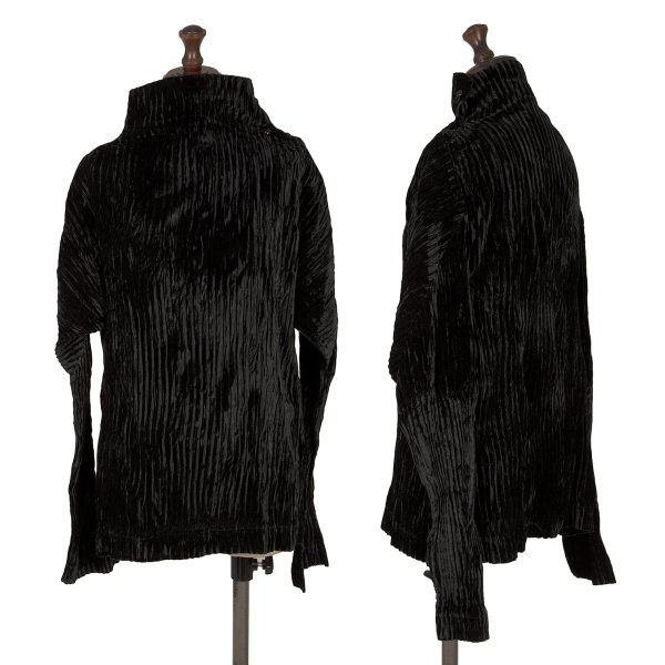 【中古】 イッセイミヤケISSEY MIYAKE プリーツベロアハイネックカットソー 黒M【レディース】｜PLAYFUL